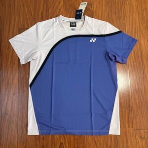 NWT Yonex Short Sleeve Performance Tee Purple White Mens Medium Tennis Tshirt
